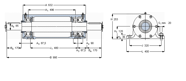 SKF 雙軸承單元, PDRJ單元PDRJ319樣本圖片