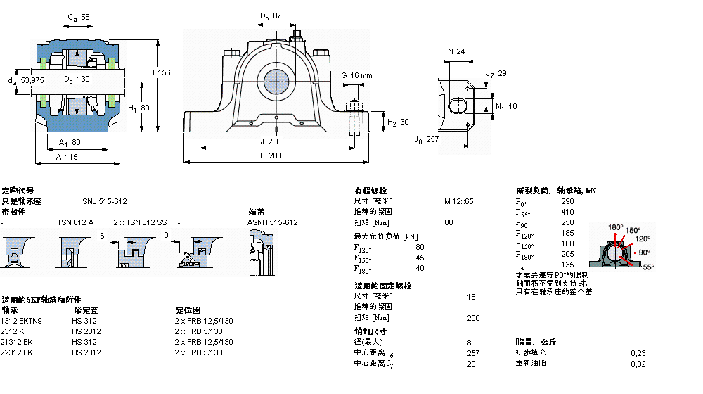 SKF 剖分立式軸承座, SNL，用于緊定套上的軸承，帶標準密封，標準密封, 用于英制軸的軸承座SNL515-612樣本圖片