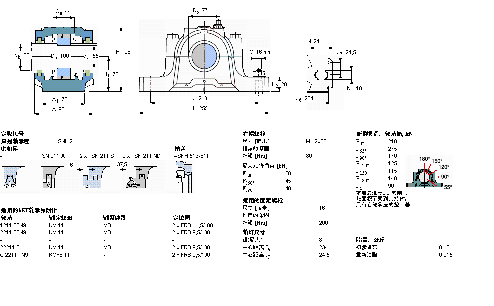 SKF 剖分立式軸承座, SNL，用于緊定套上的軸承，帶油封，標準密封SNL211樣本圖片