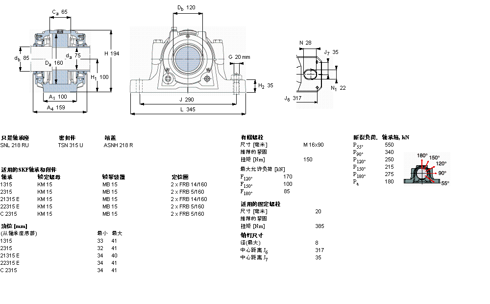 SKF 剖分立式軸承座, SNL，用于緊定套上的軸承，帶油封，油封SNL315TURU樣本圖片
