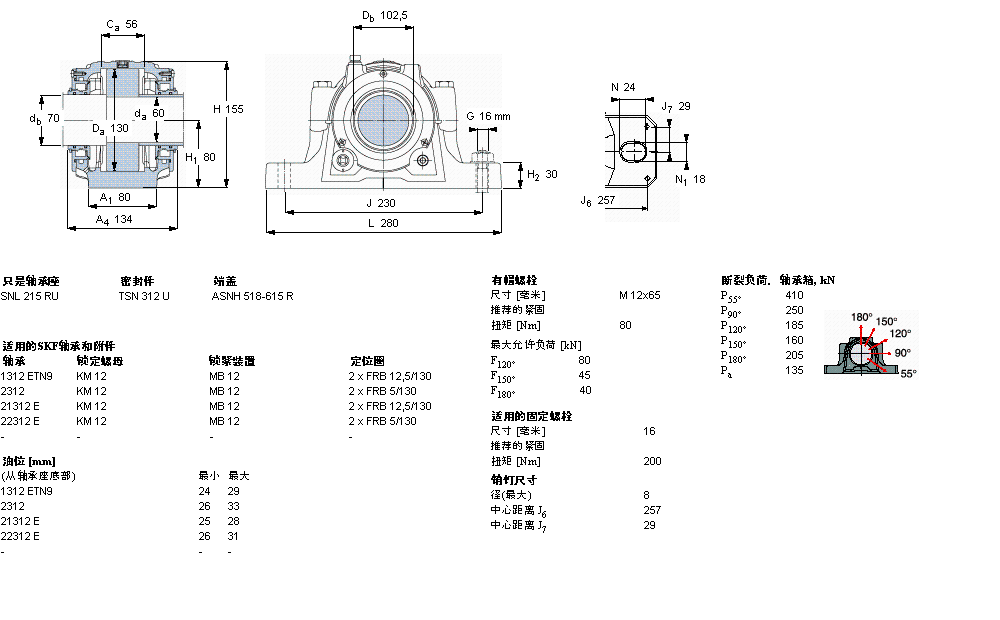 SKF 剖分立式軸承座, SNL，用于緊定套上的軸承，帶油封，油封SNL312TURU樣本圖片