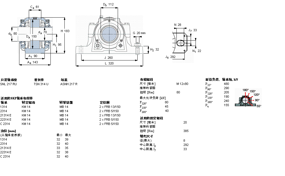 SKF 剖分立式軸承座, SNL，用于緊定套上的軸承，帶油封，油封SNL314TURU樣本圖片