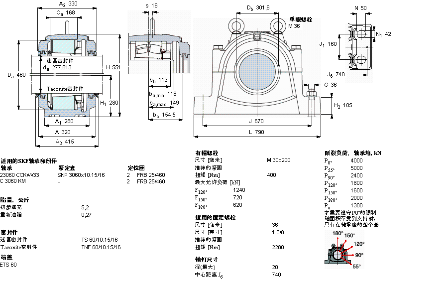 SKF 剖分立式軸承座, 大型SNL, 用于安裝緊定套軸承，標準密封, 用于英制軸的軸承座SNL3060樣本圖片
