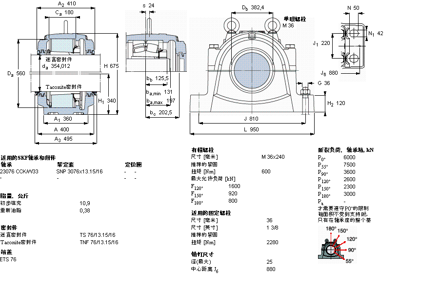 SKF 剖分立式軸承座, 大型SNL, 用于安裝緊定套軸承，標(biāo)準(zhǔn)密封, 用于英制軸的軸承座SNL3076L樣本圖片