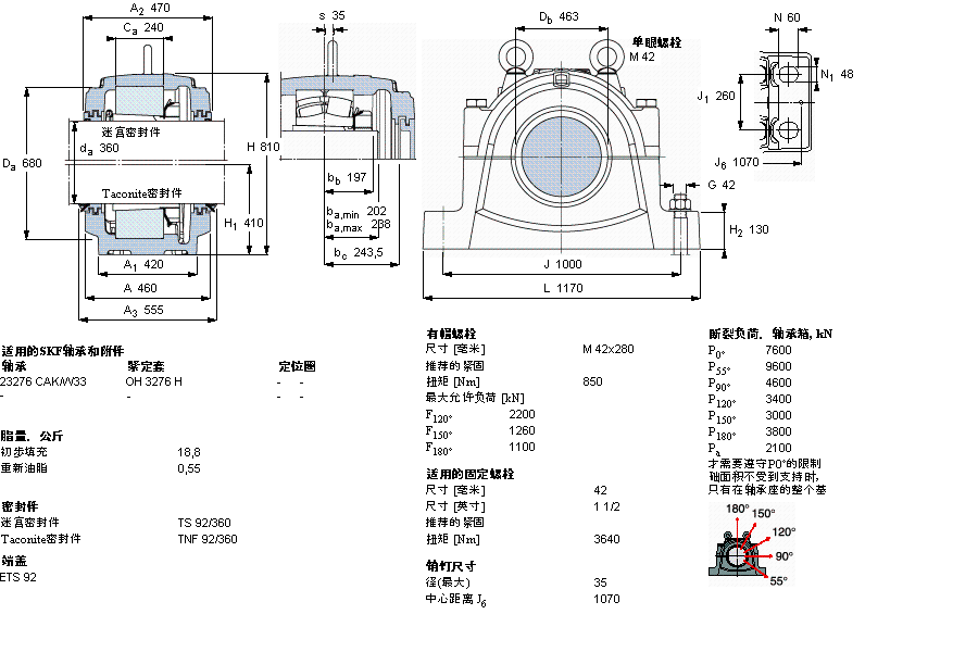 SKF 剖分立式軸承座, 大型SNL, 用于安裝緊定套軸承，標準密封, 為公尺軸軸承座SNL3276F樣本圖片