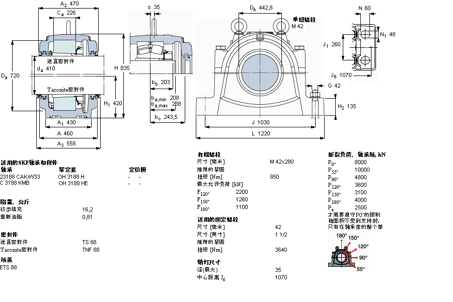 SKF 剖分立式軸承座, 大型SNL, 用于安裝緊定套軸承，標(biāo)準(zhǔn)密封, 為公尺軸軸承座SNL3188F樣本圖片