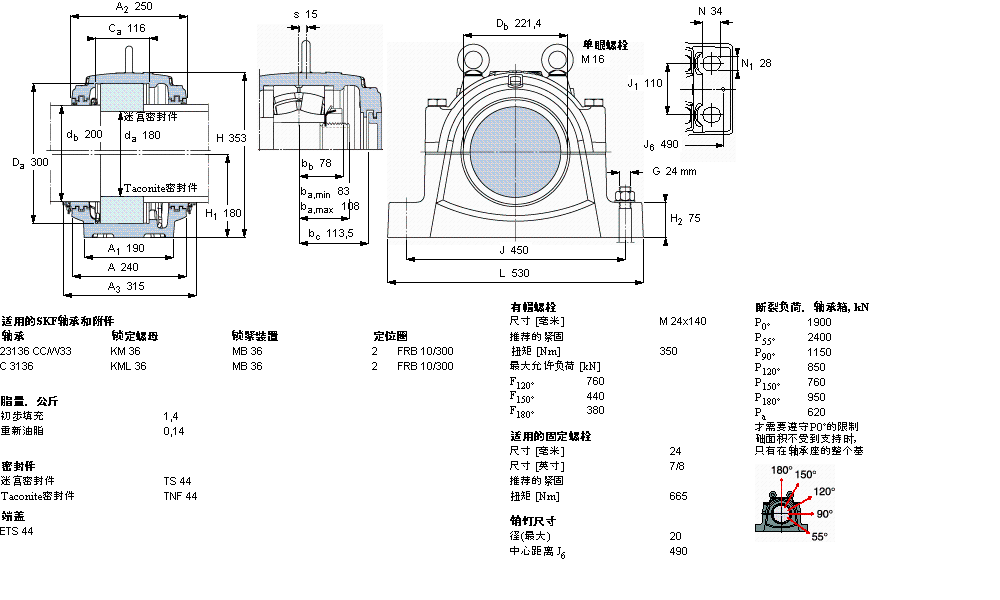 SKF 剖分立式軸承座, 大型SNL, 用于安裝帶圓柱孔的軸承 ，標(biāo)準(zhǔn)密封SNL3136G樣本圖片