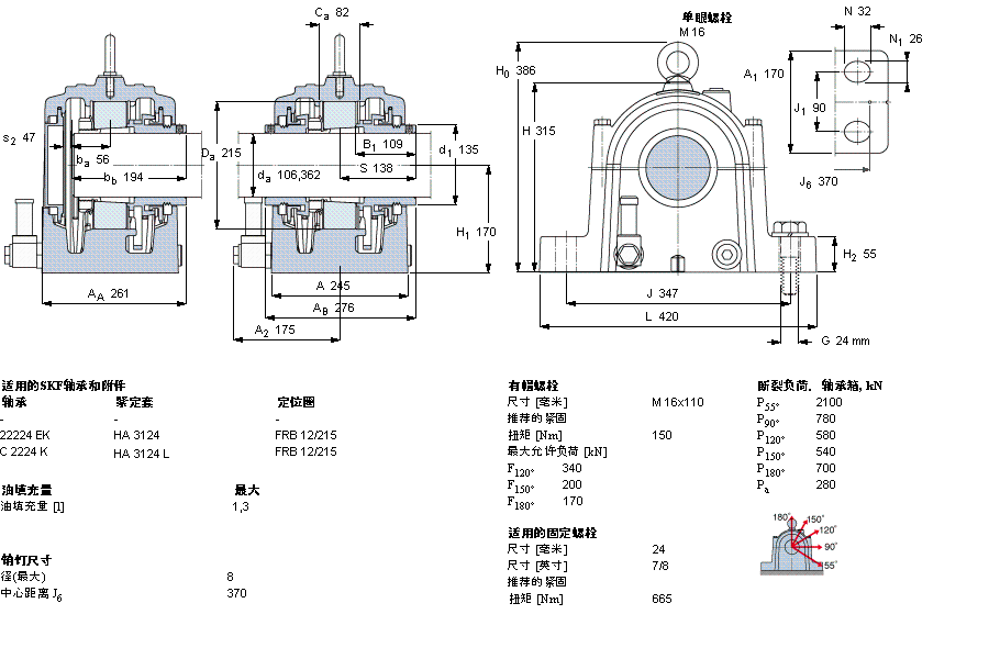 SKF 剖分立式軸承座, SONL, 用于緊定套安裝軸承SONL224-524樣本圖片