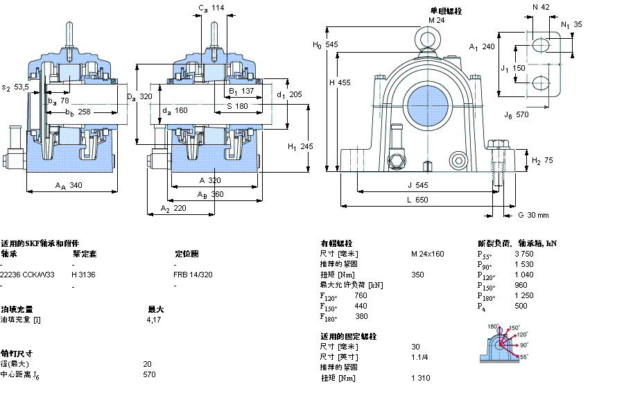 SKF 剖分立式軸承座, SONL, 用于緊定套安裝軸承SONL236-536樣本圖片