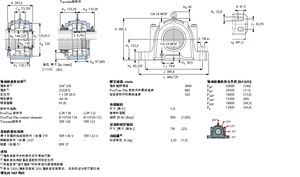 SKF 剖分立式軸承座, SAF 系列 - 帶圓柱孔的球面滾子軸承SAF22226樣本圖片