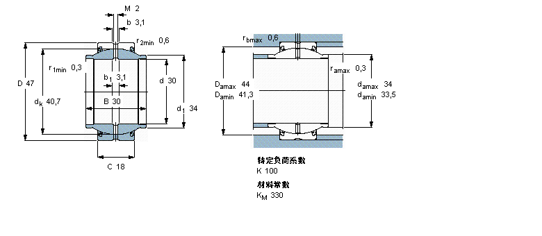 SKF 需要維護(hù)的徑向球面滑動(dòng)軸承, 鋼對(duì)鋼，延長(zhǎng)內(nèi)圈, 兩面密封件GEM30ES-2RS樣本圖片