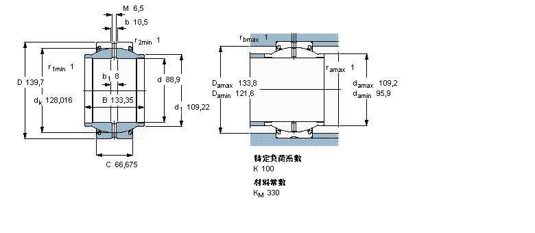 SKF 需要維護的徑向球面滑動軸承, 鋼對鋼，延長內(nèi)圈, 兩面密封件, 英制軸承GEZM308ES-2RS樣本圖片