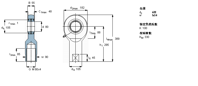 SKF 需要維護的桿端, 鋼對鋼，陰螺紋, 兩面密封件SI80ES-2RS樣本圖片
