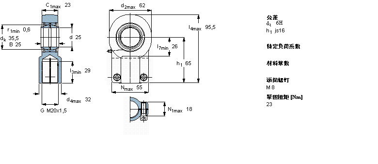 SKF 需要維護(hù)的桿端, 鋼對(duì)鋼，陰螺紋，用于液壓滾筒SIQG25ES樣本圖片