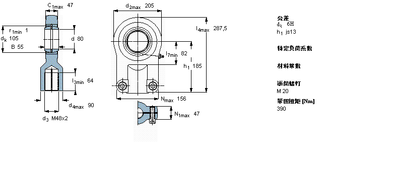 SKF 需要維護(hù)的桿端, 鋼對(duì)鋼，陰螺紋，用于液壓滾筒SIJ80ES樣本圖片