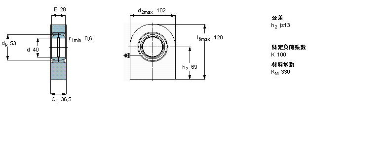 SKF 需要維護的桿端, 鋼對鋼，焊接柄SCF40ES樣本圖片