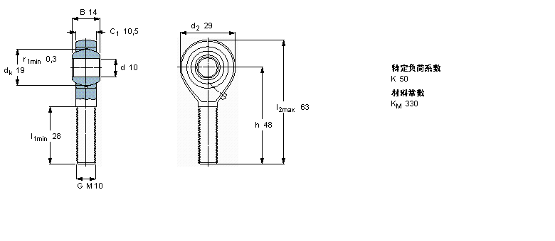 SKF 需要維護(hù)的桿端, 鋼對青銅，陽螺紋SAKAC10M樣本圖片