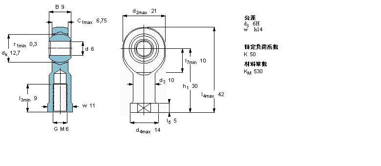 SKF 免維護(hù)桿端, 陰螺紋, 鋼/PTFE復(fù)合材料SILKB6F樣本圖片