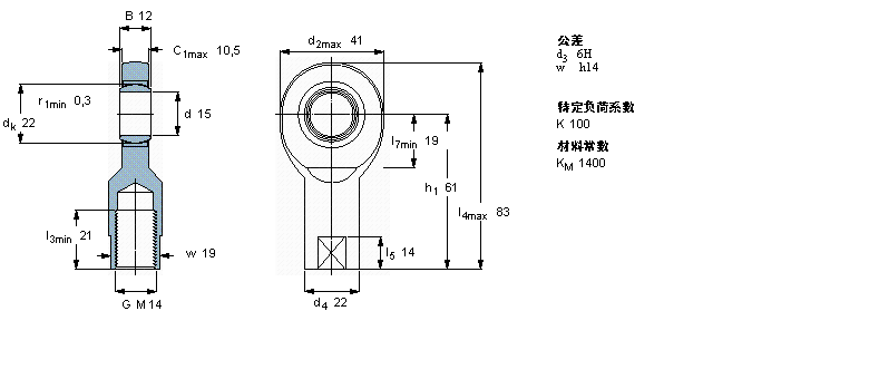 SKF 免維護(hù)桿端, 陰螺紋, 鋼/燒結(jié)銅復(fù)合材料SI15C樣本圖片