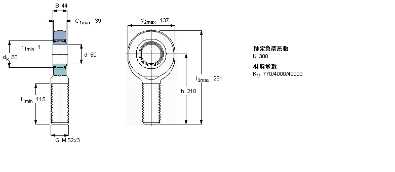 SKF 免維護桿端, 陽螺紋, 鋼/PTFE織物 , 兩面密封件SAA60TXE-2LS樣本圖片