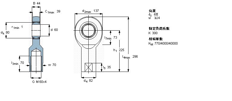 SKF 免維護桿端, 陰螺紋, 鋼/PTFE織物 , 兩面密封件SIL60TXE-2LS樣本圖片