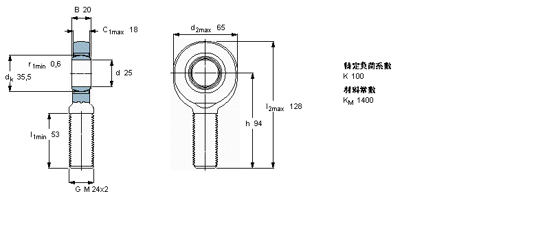 SKF 免維護(hù)桿端, 陽螺紋, 鋼/燒結(jié)銅復(fù)合材料SAL25C樣本圖片