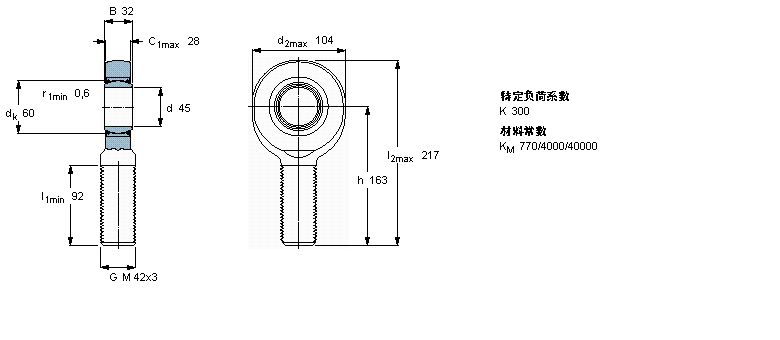 SKF 免維護(hù)桿端, 陽螺紋, 鋼/PTFE織物 , 兩面密封件SAA45TXE-2LS樣本圖片