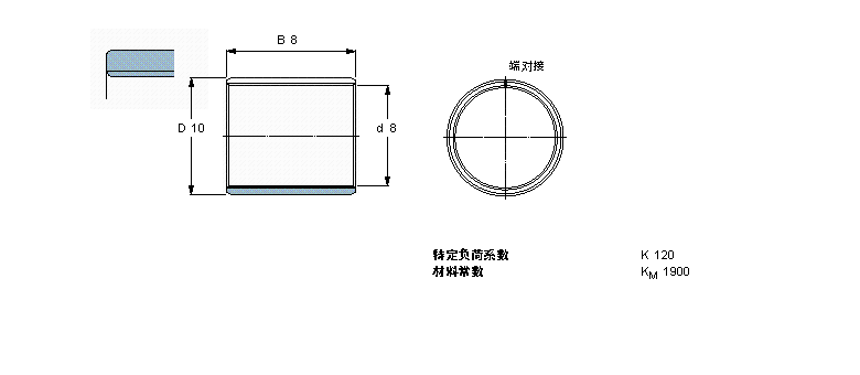 SKF 復(fù)合干滑動軸套, 帶公制尺寸PCM081008M樣本圖片